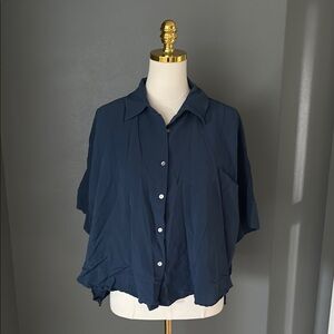 Magnolia Women's Navy Button-Up Blouse